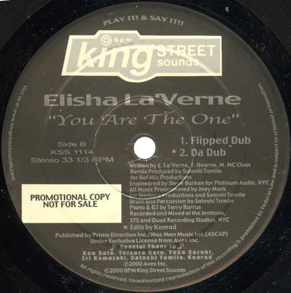 Elisha La'Verne - You Are The One (12", Promo)
