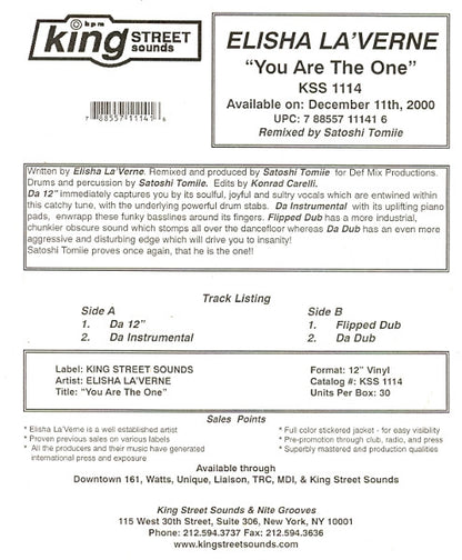 Elisha La'Verne - You Are The One (12", Promo)