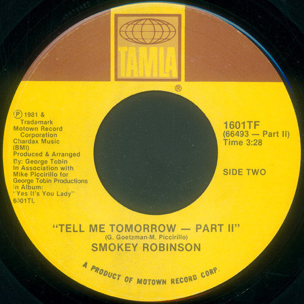 Smokey Robinson : Tell Me Tomorrow  (7", Single)