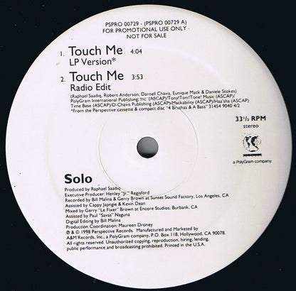 Solo (8) : Touch Me (12", Promo)