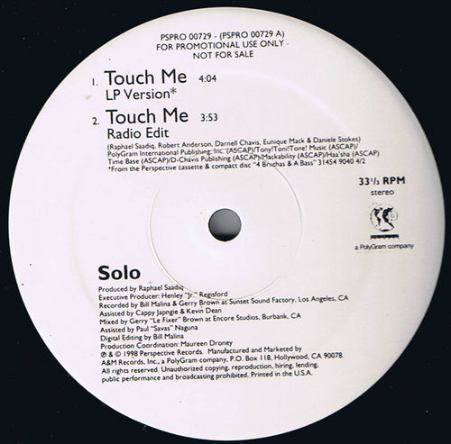 Solo (8) : Touch Me (12", Promo)