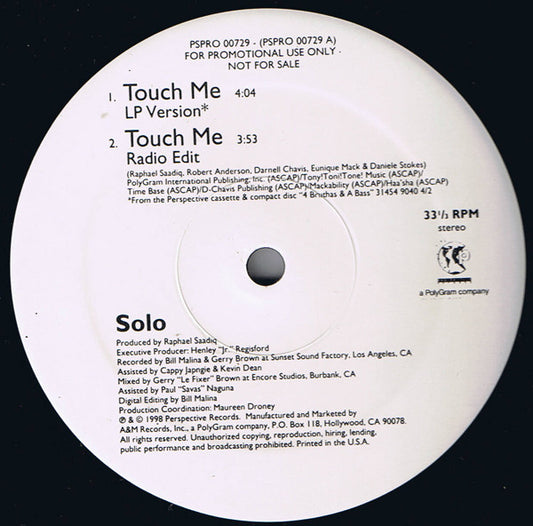Solo (8) : Touch Me (12", Promo)