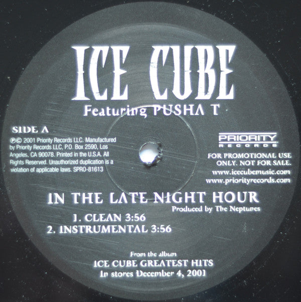 Ice Cube Featuring Pusha T : In The Late Night Hour (12", Promo)