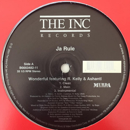 Ja Rule Feat. R. Kelly & Ashanti : Wonderful (12", Single)