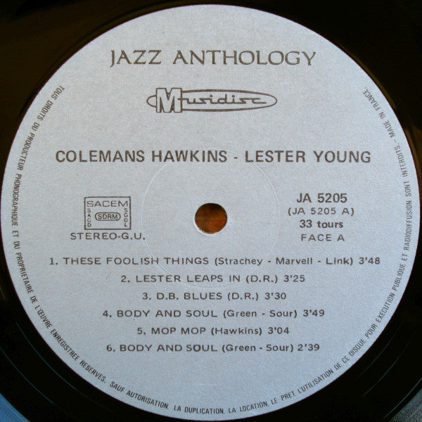Coleman Hawkins / Lester Young - The Great Tenors 1945/1946 (LP, Comp)