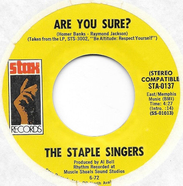 The Staple Singers : This World / Are You Sure? (7", Single, MO)