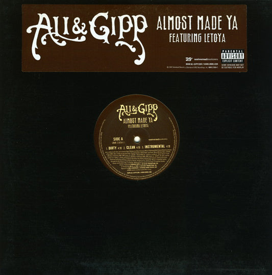 Ali & Gipp Featuring Letoya - Almost Made Ya (12", Promo)