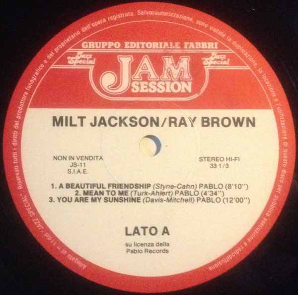 Milt Jackson / Ray Brown : Milt Jackson Ray Brown‎ Jam (LP, Album)