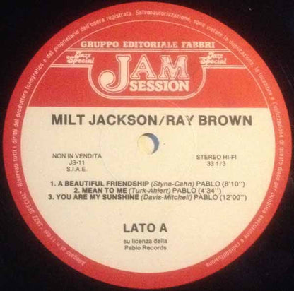 Milt Jackson / Ray Brown : Milt Jackson Ray Brown‎ Jam (LP, Album)