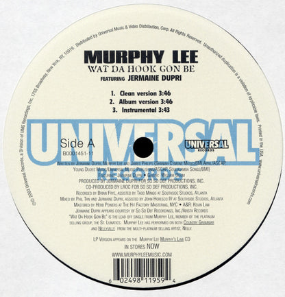 Murphy Lee Featuring Jermaine Dupri : Wat Da Hook Gon Be (12")