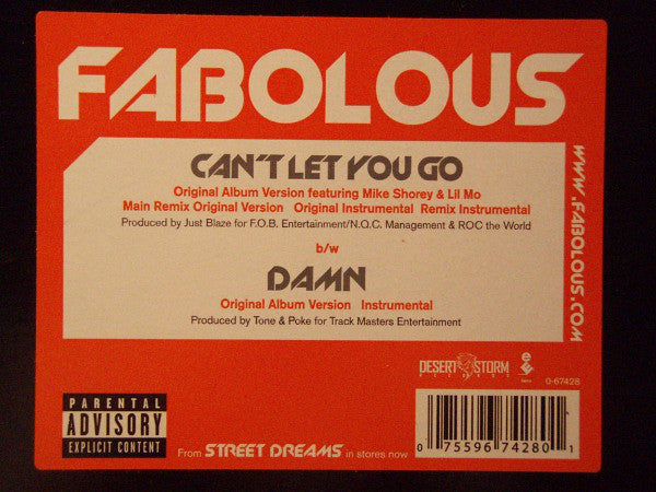 Fabolous - Can't Let You Go / Damn (12")