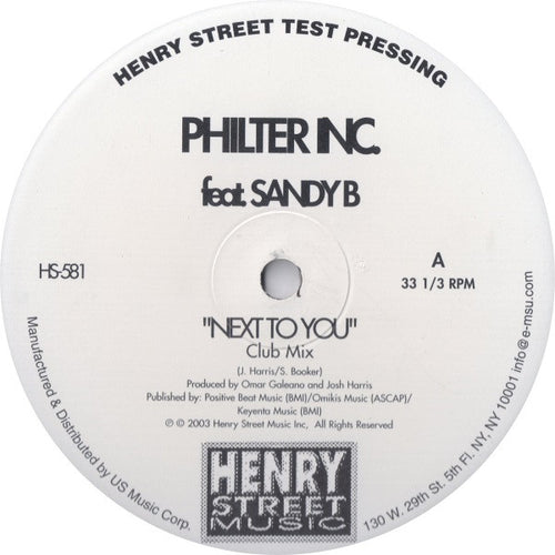 Philter Inc. Feat. Sandy B - Next To You (12", TP)