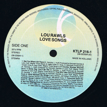 Lou Rawls : Love Songs (LP, Comp, RE)