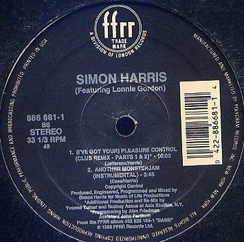 Simon Harris - Another Monster Jam / (I've Got Your) Pleasure Control (12")