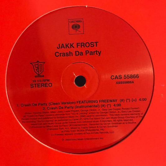 Jakk Frost : Crash Da Party / Blast Wit Us (12")