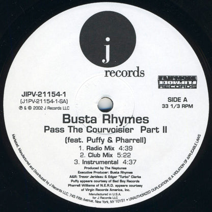 Busta Rhymes Featuring P. Diddy And Pharrell Williams : Pass The Courvoisier Part II (12", Single, Promo)