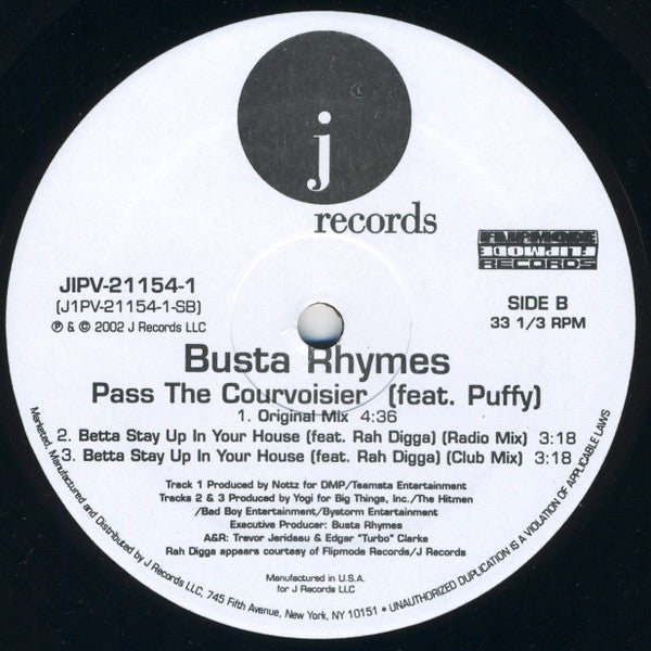 Busta Rhymes Featuring P. Diddy And Pharrell Williams : Pass The Courvoisier Part II (12", Single, Promo)