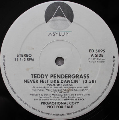 Teddy Pendergrass : Never Felt Like Dancin' (12", Single, Promo)