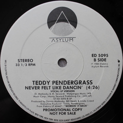 Teddy Pendergrass : Never Felt Like Dancin' (12", Single, Promo)