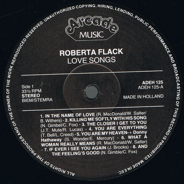 Roberta Flack : Love Songs (LP, Comp)