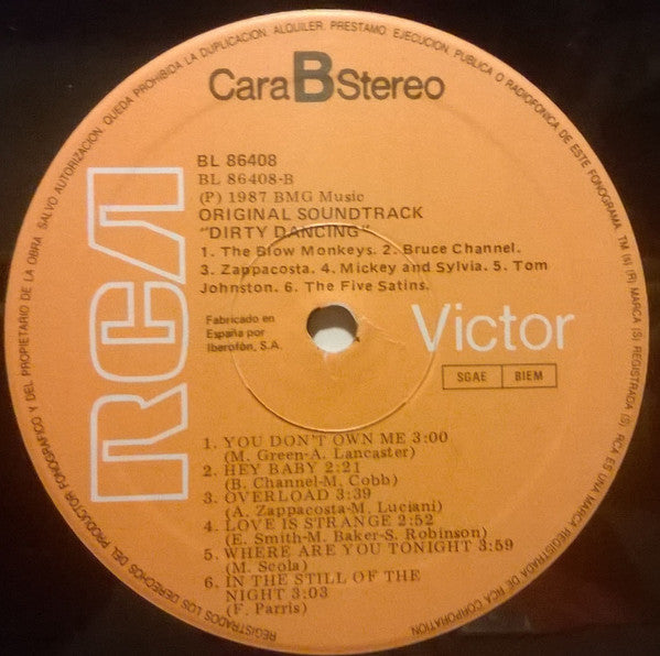 Various - Dirty Dancing (Original Soundtrack From The Vestron Motion Picture) (LP, Album, Comp, Inn)