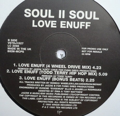 Soul II Soul : Love Enuff (12", Promo)