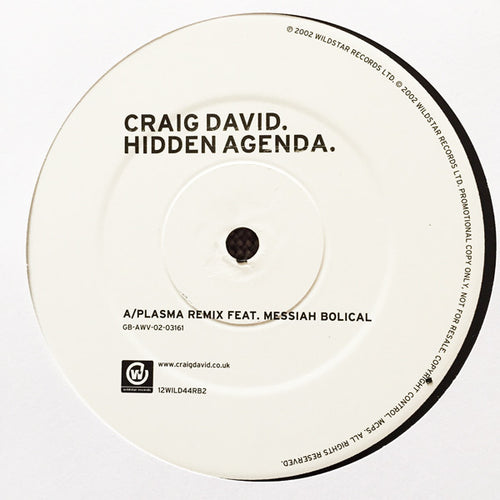 Craig David - Hidden Agenda (12", Promo)