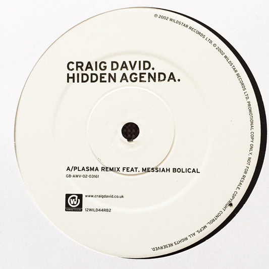 Craig David - Hidden Agenda (12", Promo)