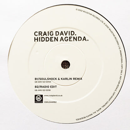Craig David - Hidden Agenda (12", Promo)