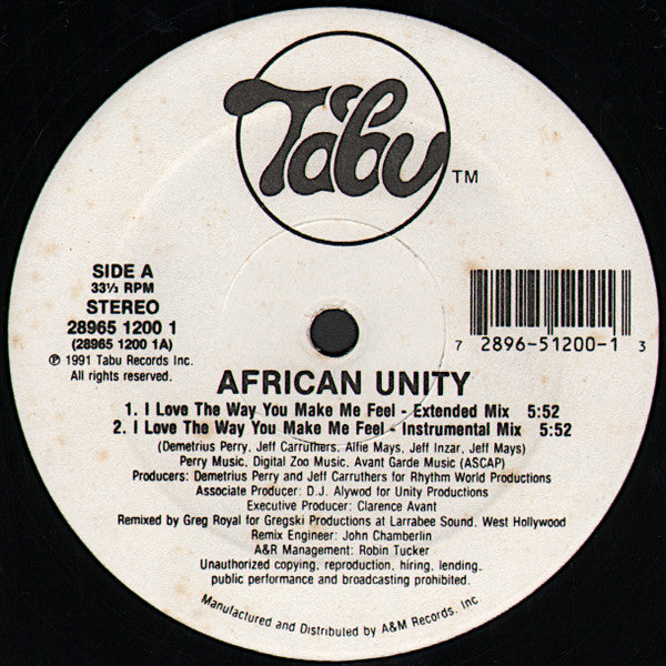 African Unity - I Love The Way You Make Me Feel (12", Single)