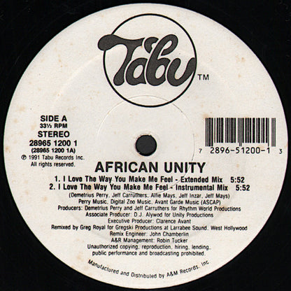 African Unity - I Love The Way You Make Me Feel (12", Single)