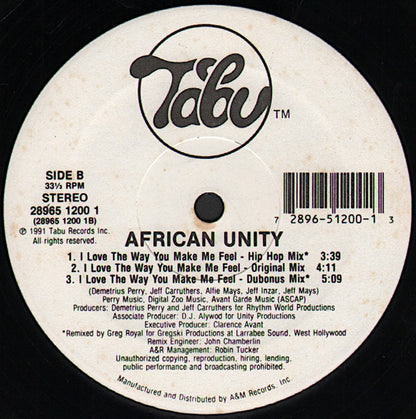 African Unity - I Love The Way You Make Me Feel (12", Single)