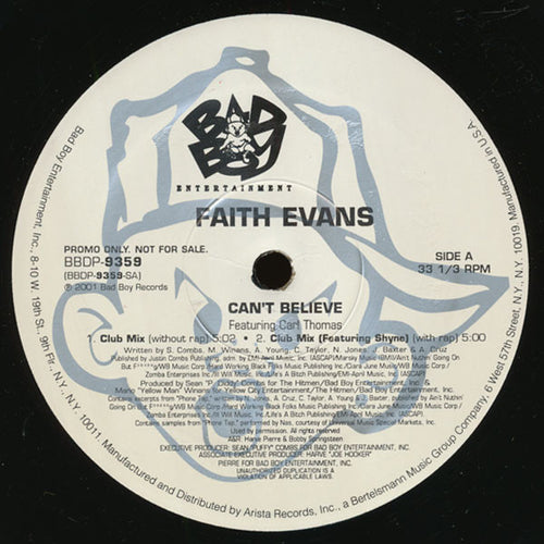 Faith Evans Featuring Carl Thomas - Can't Believe (12", Promo)