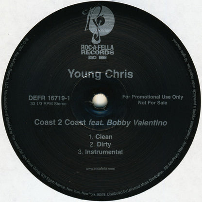 Young Chris Feat. Bobby Valentino  - Coast 2 Coast (12", Promo)