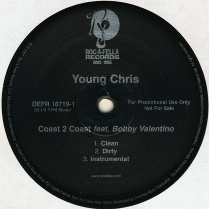 Young Chris Feat. Bobby Valentino  - Coast 2 Coast (12", Promo)