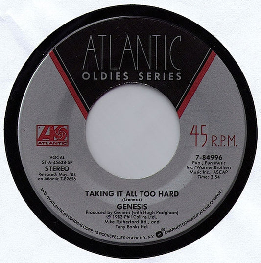 Genesis : Taking It All Too Hard / That's All (7", Single, SP )