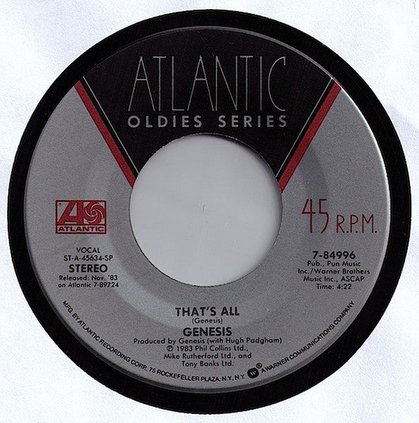 Genesis : Taking It All Too Hard / That's All (7", Single, SP )