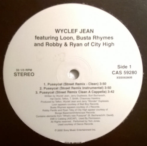 Wyclef Jean Featuring Loon, Busta Rhymes & Robby Pardlo & Ryan Toby : Pussycat (12", Promo)