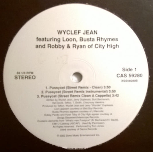 Wyclef Jean Featuring Loon, Busta Rhymes & Robby Pardlo & Ryan Toby : Pussycat (12", Promo)