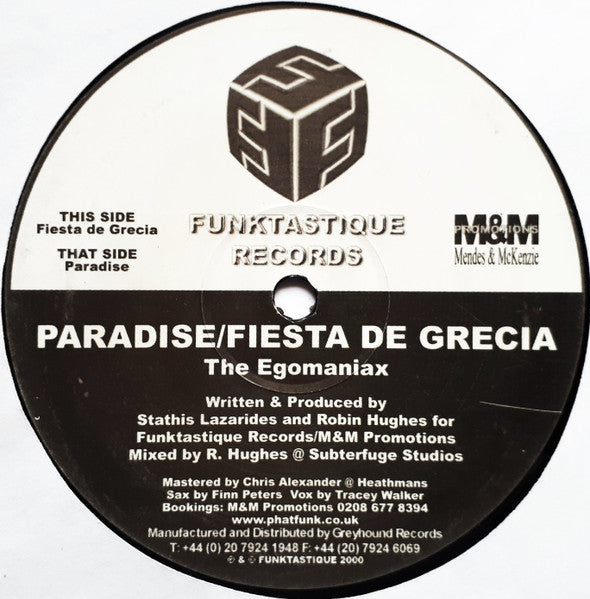 The Egomaniax : Paradise / Fiesta De Grecia (12")