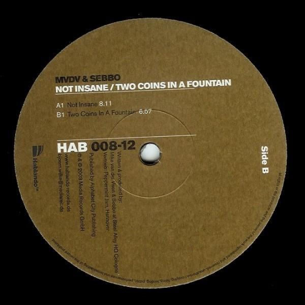 Sebbo & Mike v.d. Viven : Not Insane / Two Coins In A Fountain (12")