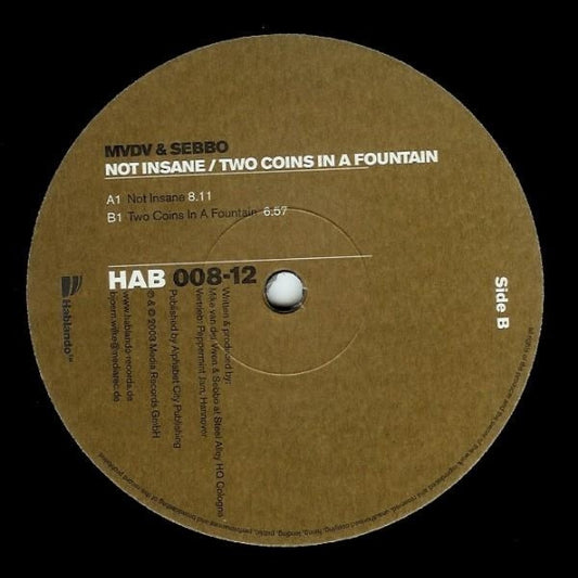 Sebbo & Mike v.d. Viven : Not Insane / Two Coins In A Fountain (12")