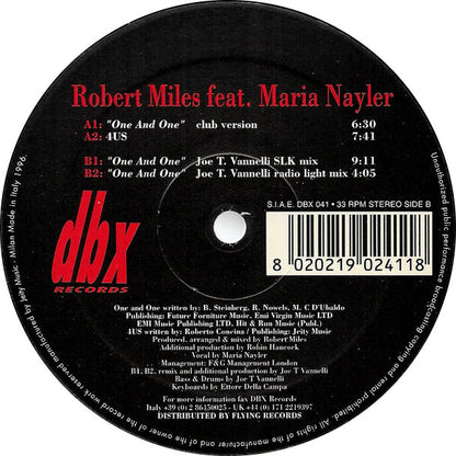 Robert Miles feat. Maria Nayler - One And One (12")