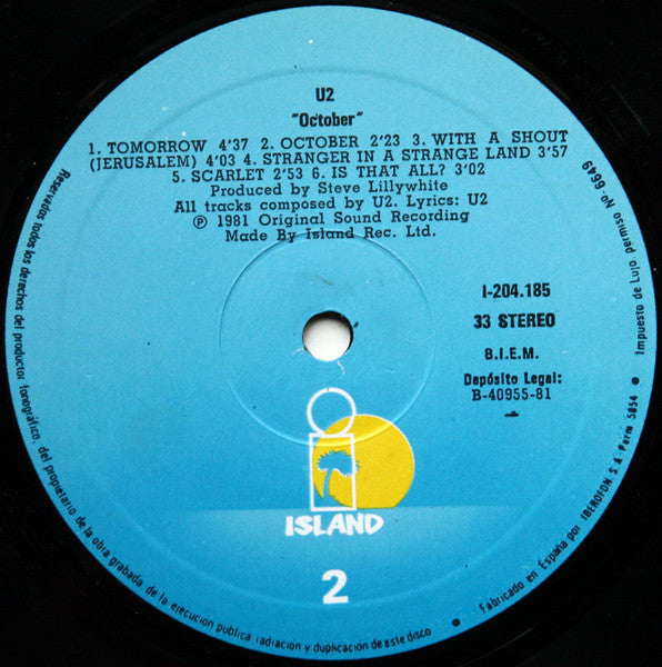 U2 : October (LP, Album)