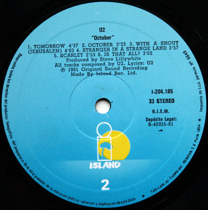 U2 : October (LP, Album)