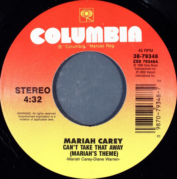 Mariah Carey : Can't Take That Away (Mariah's Theme) (7")