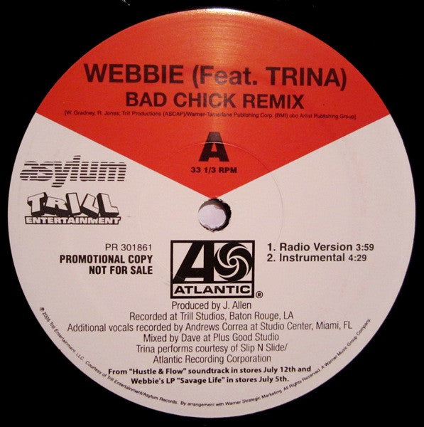 Webbie Featuring Trina - Bad Chick (Remix) (12", Promo)