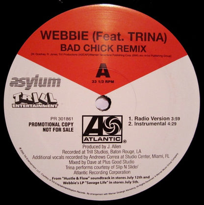 Webbie Featuring Trina - Bad Chick (Remix) (12", Promo)