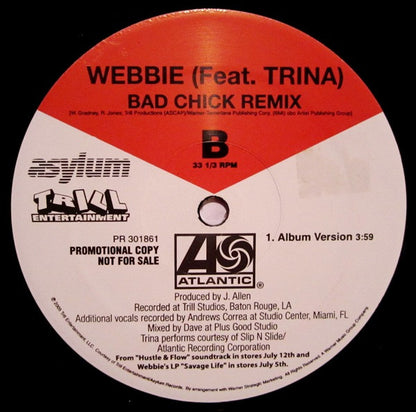 Webbie Featuring Trina - Bad Chick (Remix) (12", Promo)