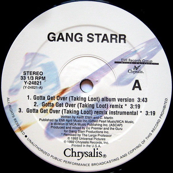 Gang Starr : Gotta Get Over (Taking Loot) / Flip The Script (12", Single)